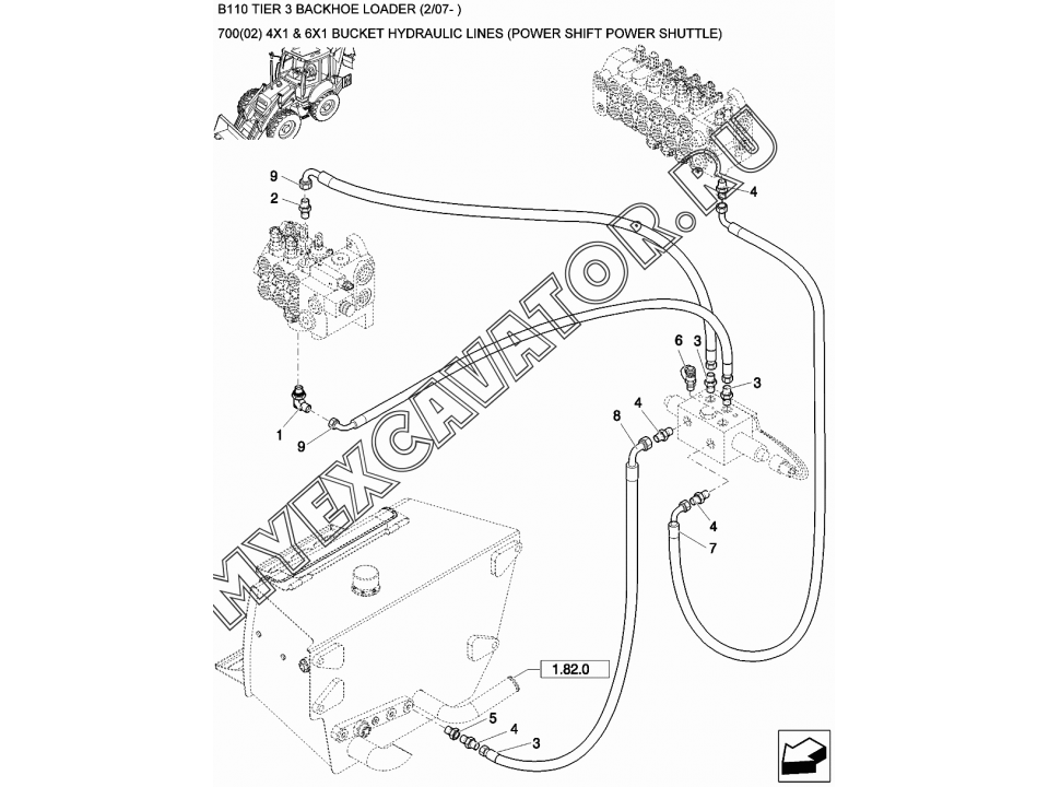 Гидросистема 4X1 6X1 BUCKET HYDRAULIC LINES POWER SHIFT POWER