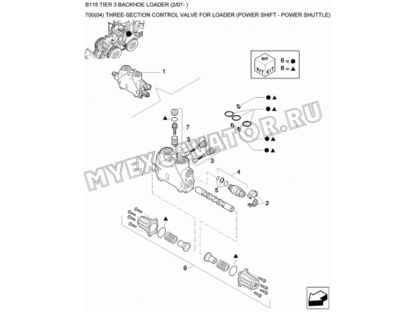 Гидросистема THREE SECTION CONTROL VALVE FOR LOADER POWER SHIFT