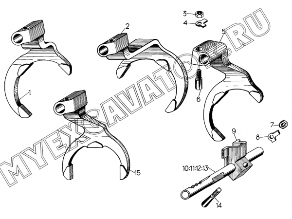 Валики и вилки переключения передач ЧТЗ ТР-12