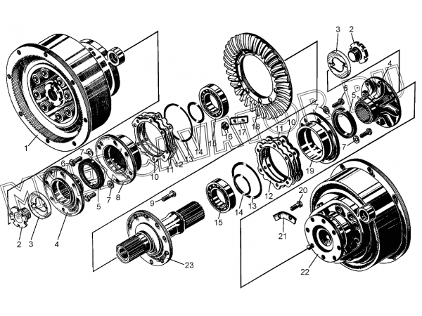 Главная передача с бортовыми фрикционами ЧТЗ ТР-12