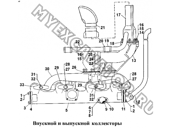 Впускной и выпускной коллекторы ЧТЗ Т-170