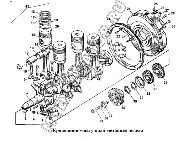 Кривошипно-шатунный механизм дизеля ЧТЗ Т-170