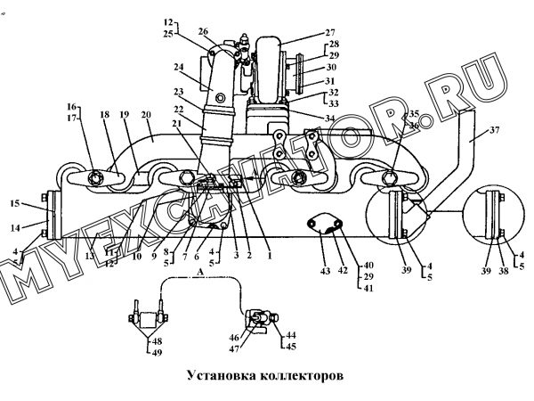 Установка коллекторов ЧТЗ Т-170