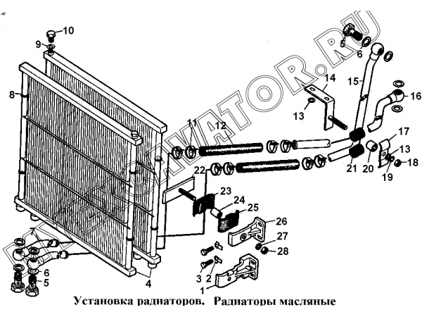 Установка радиаторов. Радиаторы масляные ЧТЗ Т-170
