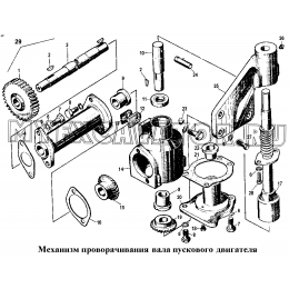 Механизм проворачивания вала пускового двигателя