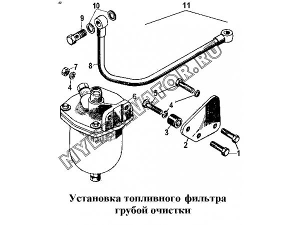 Установка топливного фильтра грубой очистки ЧТЗ Т-170