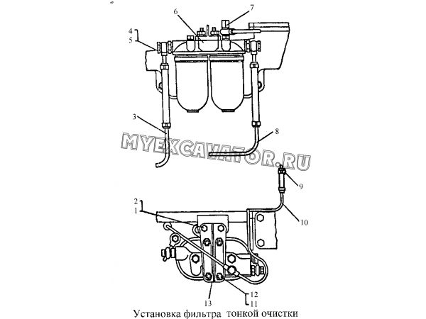 Установка фильтра тонкой очистки ЧТЗ Т-170