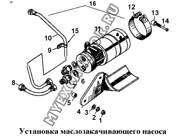 Установка маслозакачивающего насоса ЧТЗ Т-170