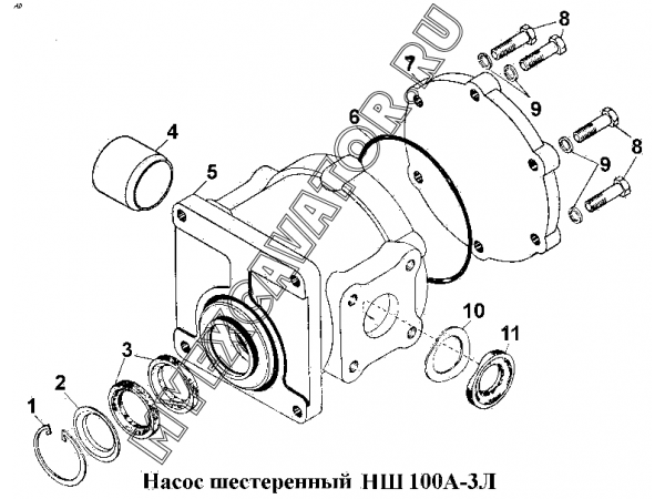 Насос шестеренный НШ100А-3Л ЧТЗ Т-170