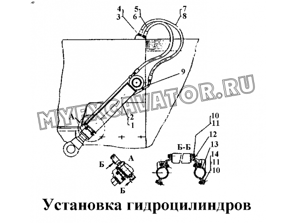 Установка гидроцилиндров ЧТЗ Т-170