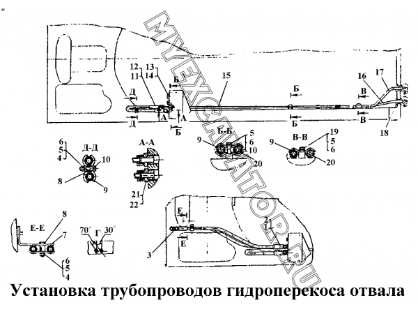 Установка трубопроводов гидроперекоса отвала ЧТЗ Т-170