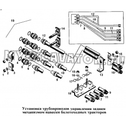 Установка трубопроводов управления задним механизмом навески болотоходных тракторов