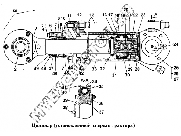 Цилиндр (установленный спереди трактора) ЧТЗ Т-170