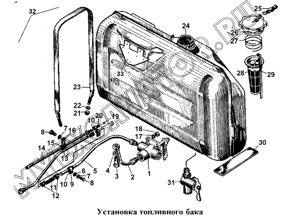 Установка топливного бака ЧТЗ Т-170