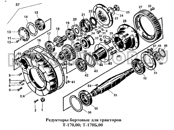 Редукторы бортовые для тракторов Т-170.00, Т-170Б.00 ЧТЗ Т-170