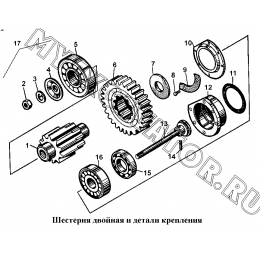 Шестерня двойная и детали крепления