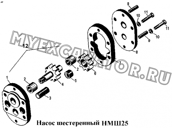 Насос шестеренный НМШ25 ЧТЗ Т-170