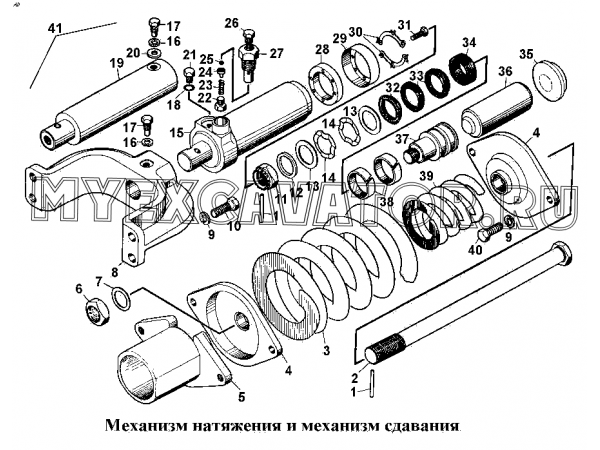 Механизм натяжения и механизм сдавания ЧТЗ Т-170