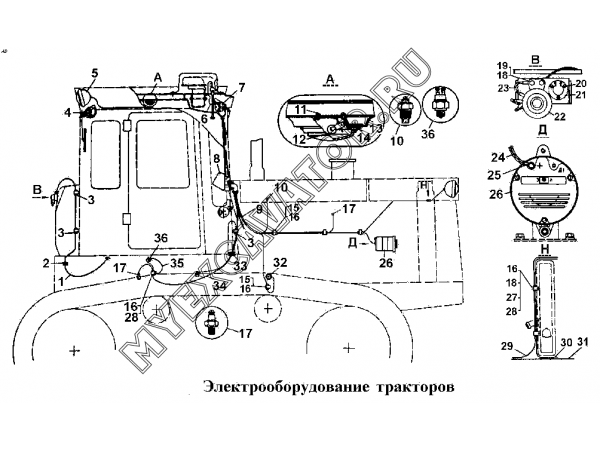 Электрооборудование тракторов Т-170.00, Т-170.01 с пусковым двигателем (2) ЧТЗ Т-170