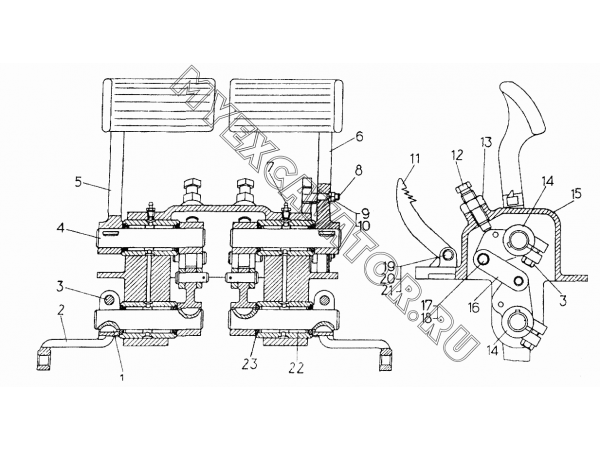 Механизм управления тормозами ЧТЗ Т-10