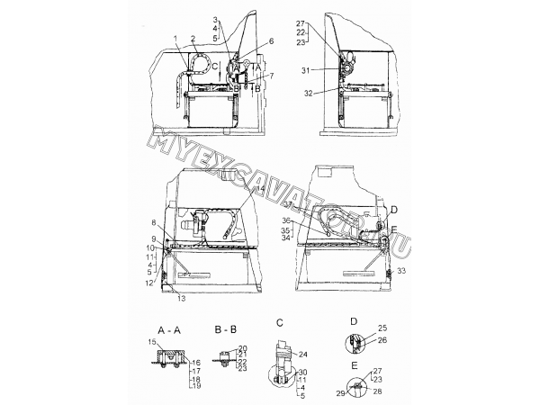 Установка  аккумуляторных батарей (для трактора  с  гидромеханической трансмиссией  с  электростартерной системой пуска) ЧТЗ Т-10