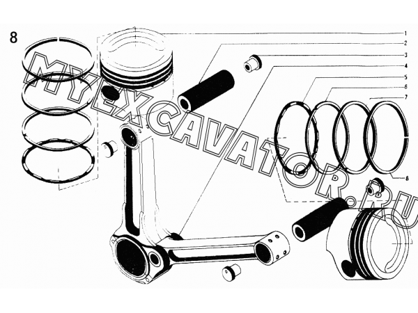 Шатун и поршень ЧТЗ ДЭТ-250М2