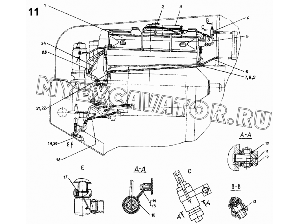 Система охлаждения двигателя (748-08-6СП) ЧТЗ ДЭТ-250М2