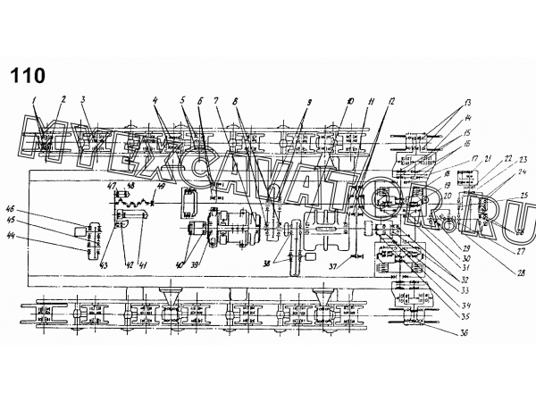 Схема расположения подшипников ЧТЗ ДЭТ-250М2