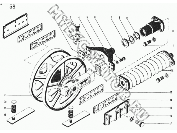 Колесо направляющее с натяжным механизмом ЧТЗ ДЭТ-250М