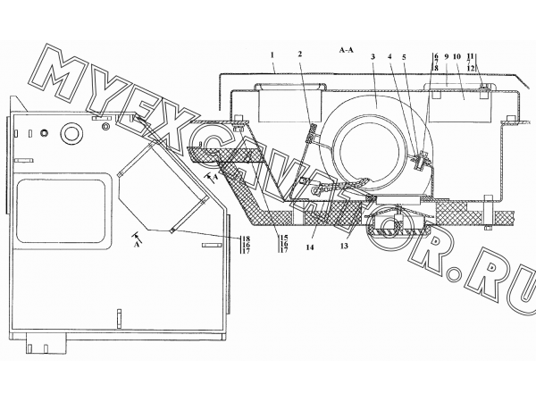 Установка вентилятора кабины Промтрактор ТП-20.02