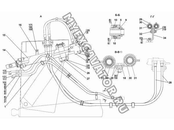 Установка гидроцилиндров Промтрактор Т-35.01