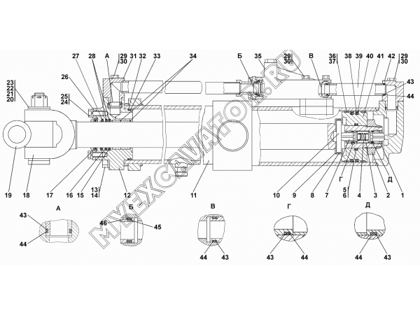 Гидроцилиндр d=160 Промтрактор Т-35.01