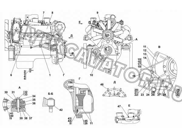Установка двигателя Промтрактор Т-11.02