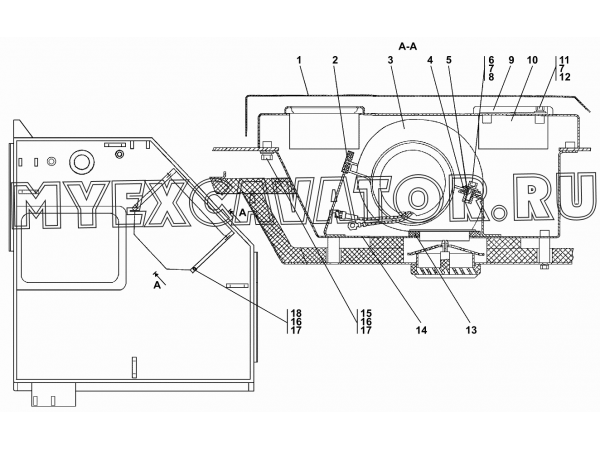 Установка вентиляторов кабины Промтрактор Т-11.01