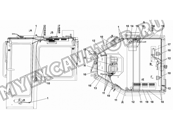 Электрооборудование крыши кабины Промтрактор Т-11.01