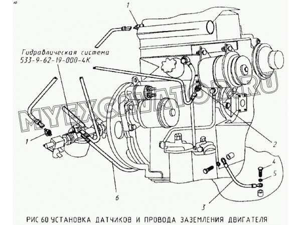 Установка датчиков и провода заземления двигателя КМЗ МКСМ-800