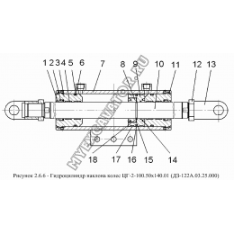 Гидроцилиндр наклона колес ЦГ-2-100.50х140.01 (ДЗ-122А.03.25.000)