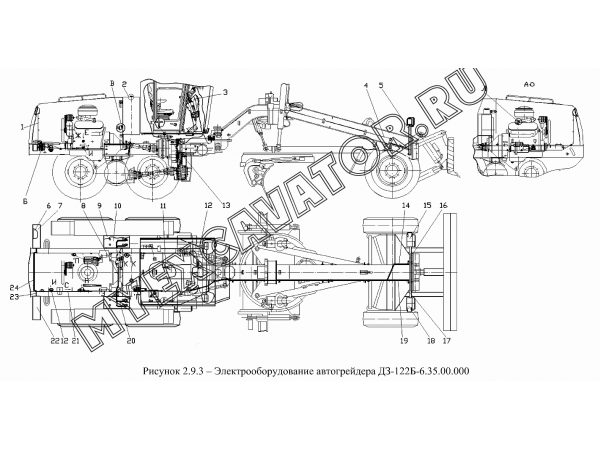 Электрооборудование автогрейдера ДЗ-122Б-6.35.00.000 Дормаш ДЗ-122Б