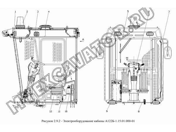 Электрооборудование кабины А122Б-1.15.01.000-01 Дормаш ДЗ-122Б