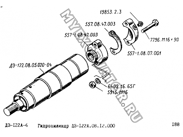 Гидроцилиндр ДЗ-122А.08.12.000 Дормаш ДЗ-122А-6