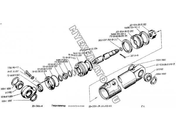 Гидроцилиндр подъема бульдозера ДЗ-122А-6.08.02.000-01 Дормаш ДЗ-122А-6