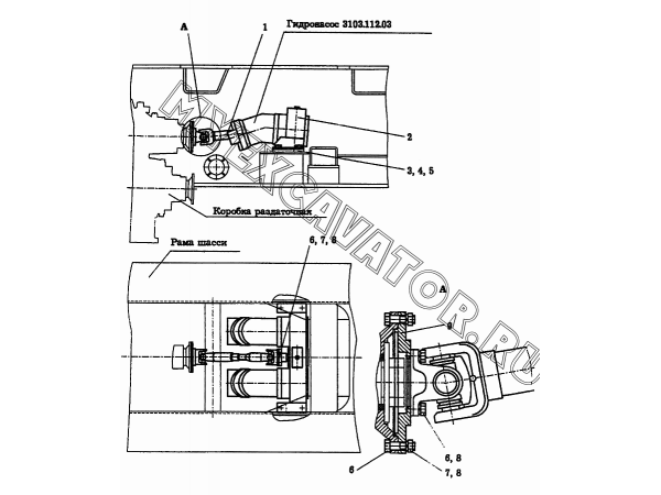 Установка привода насосов KC-6973A.14.000 Автокран КС-6973А