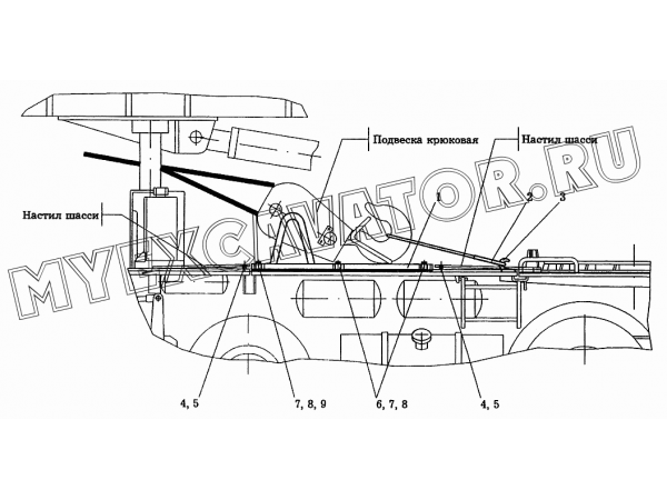 Крепление крюковой подвески KC-6973A.00.600 Автокран КС-6973А