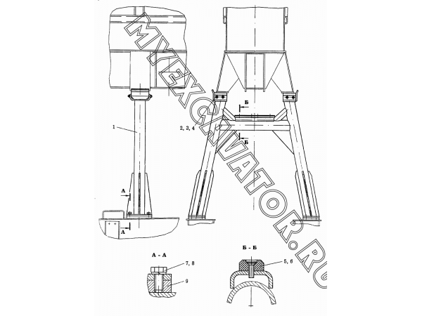 Установка стойки стрелы KC-6973A.37.000 Автокран КС-6973А