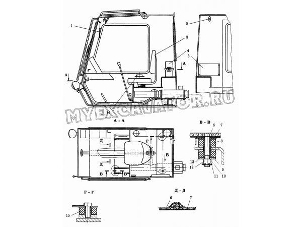 Установка кабины KC-6973A.52.000 Автокран КС-6973А