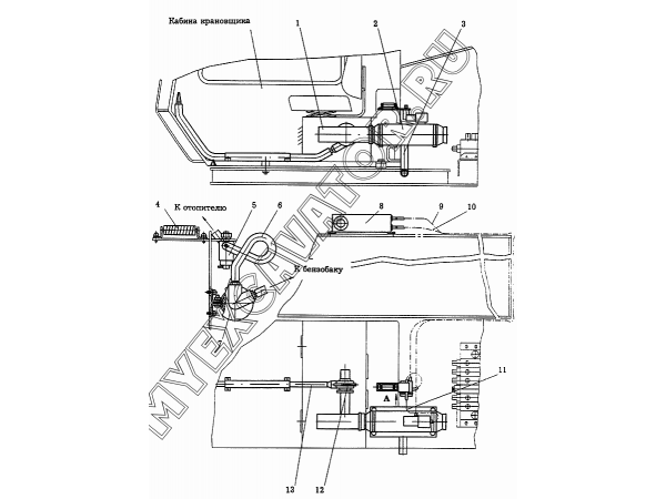 Установка отопителя KC-6973A.55.000 Автокран КС-6973А