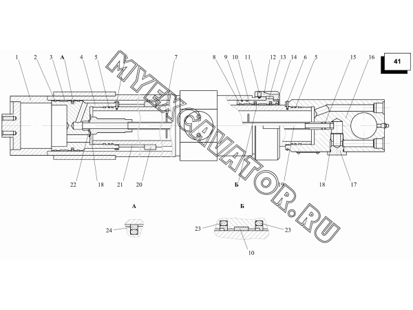 Гидроцилиндр телескопирования КС-45717.63.900-1-01 Автокран КС-45717К-1