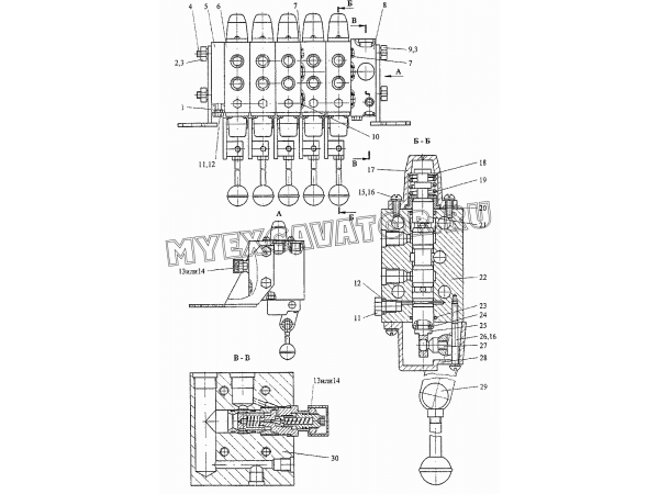 Гидрораспределитель У3.30.00.000-2-01 Автокран КС-45717А-1