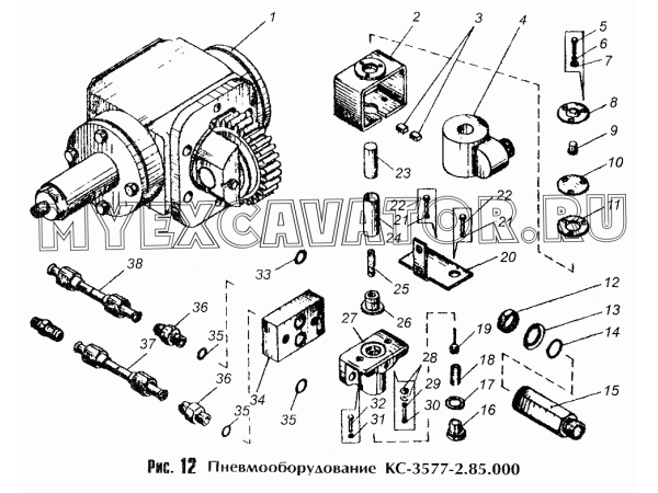 Пневмооборудование КС-3577-2.85.000 (КС-3577-3) Автокран КС-3577