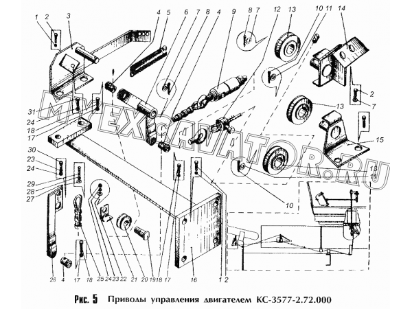 Приводы управления двигателем КС-3577-2.72.000 (КС-3577-3) Автокран КС-3577